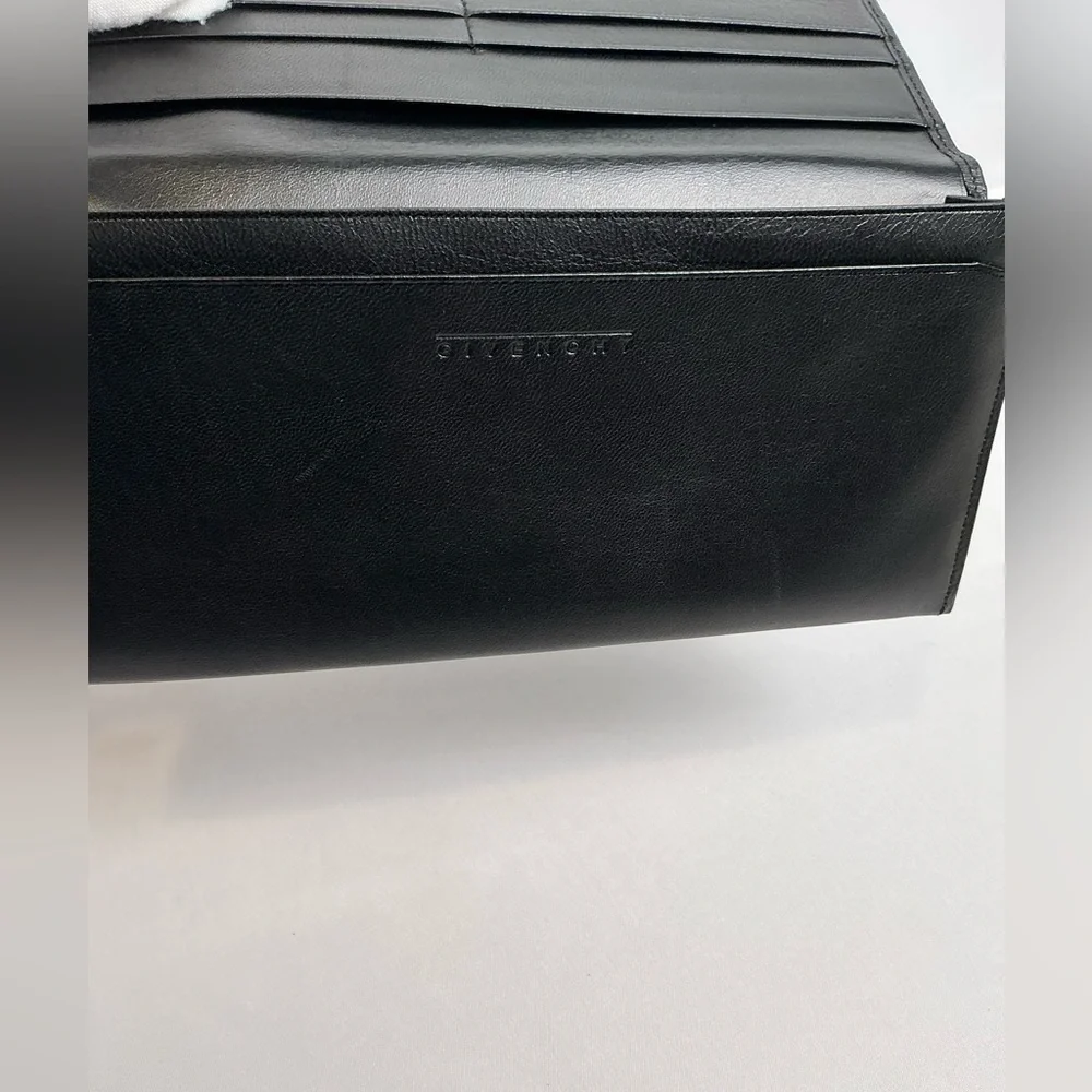 New Givenchy Black Lambskin Leather Long Wallet with Box, Tags & COA